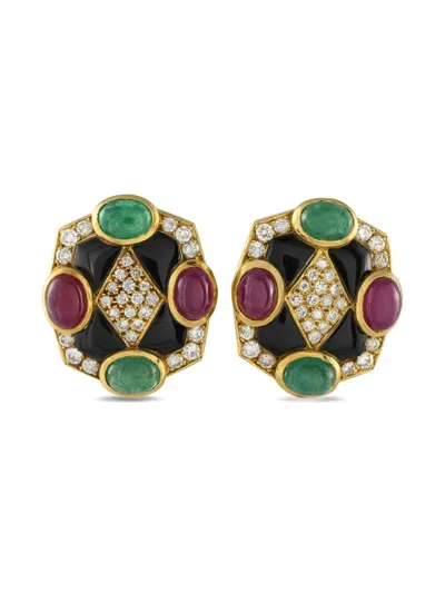 Pre-owned Lb Exclusive 14k Yellow Gold Multi-stone Earrings