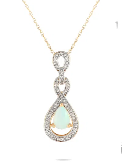 Pre-owned Lb Exclusive 14k Yellow Gold Opal And Diamond Necklace