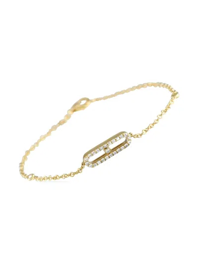 Pre-owned Lb Exclusive 14k Yellow Gold Paperclip Diamond Bracelet