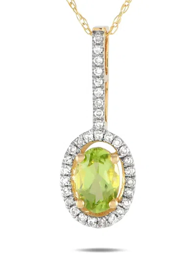 Pre-owned Lb Exclusive 14k Yellow Gold Peridot And Diamond Necklace