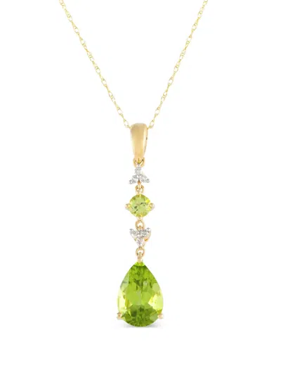 Pre-owned Lb Exclusive 14k Yellow Gold Peridot And Diamond Pendant Necklace