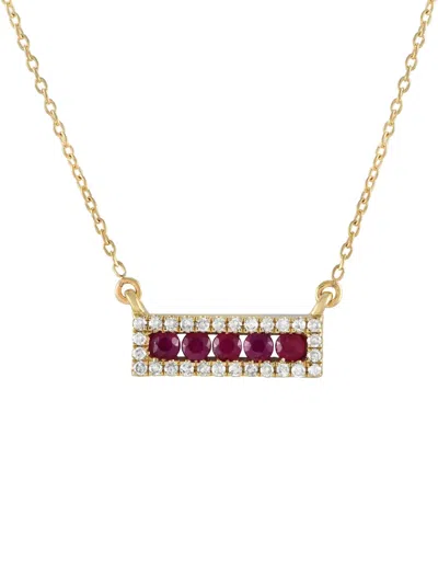 Pre-owned Lb Exclusive 14k Yellow Gold Ruby And Diamond Necklace