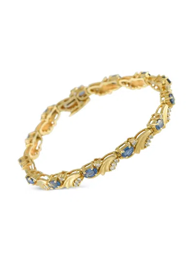 Pre-owned Lb Exclusive 14k Yellow Gold Sapphire And Diamond Bracelet