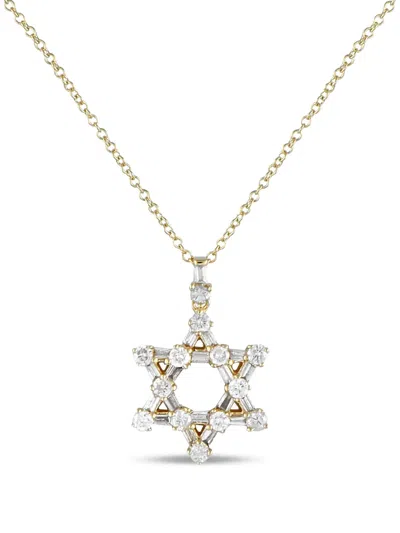 Pre-owned Lb Exclusive 14k Yellow Gold Star Of David Diamond Necklace
