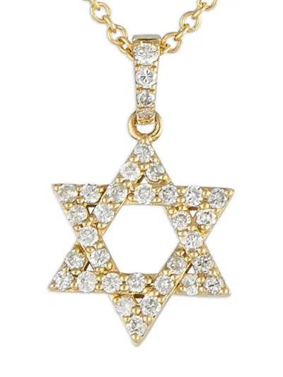 Pre-owned Lb Exclusive 14k Yellow Gold Star Of David Diamond Necklace