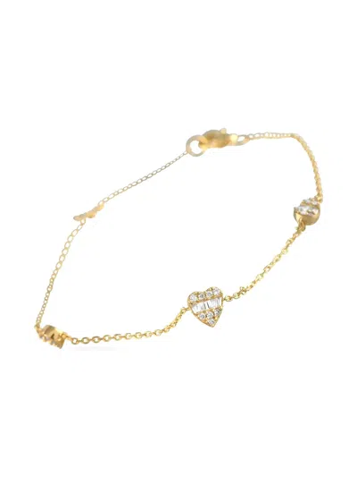 Pre-owned Lb Exclusive 14k Yellow Gold Station Diamond Bracelet