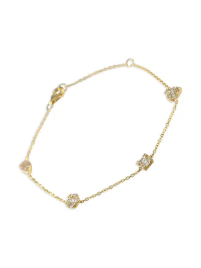 Pre-owned Lb Exclusive 14k Yellow Gold Station Diamond Bracelet