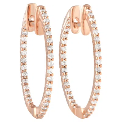 Pre-owned Lb Exclusive 14karat Rose Gold 0.55carat Diamond Inside-out Hoop Earrings In Red
