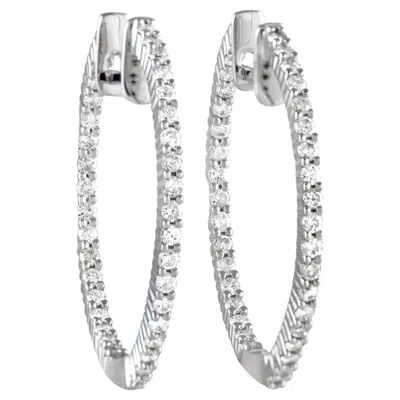 Pre-owned Lb Exclusive 14karat White Gold 1.0carat Diamond Inside-out Hoop Earrings