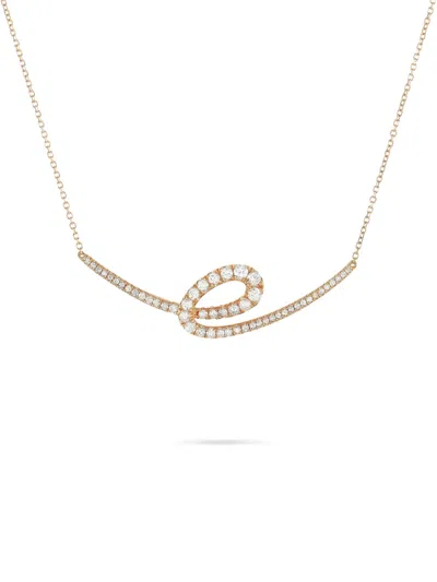 Pre-owned Lb Exclusive 14kt Rose Gold Curved Diamond Necklace