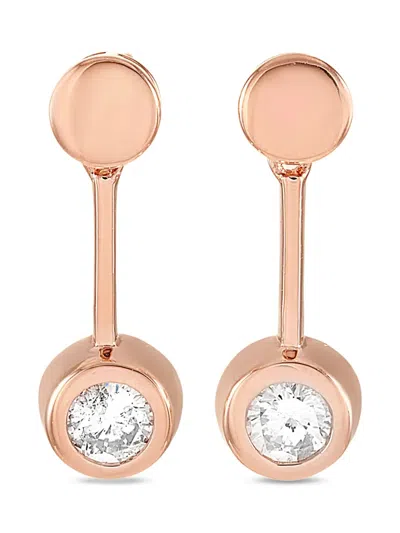 Pre-owned Lb Exclusive 14kt Rose Gold Diamond Earrings In Pink
