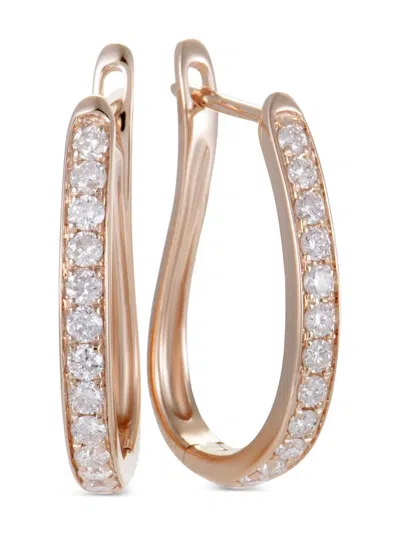 Pre-owned Lb Exclusive 14kt Rose Gold Diamond Hoop Earrings In Pink