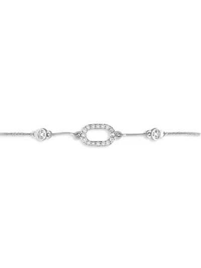 Pre-owned Lb Exclusive 14kt White Gold Diamond Bracelet In Silver