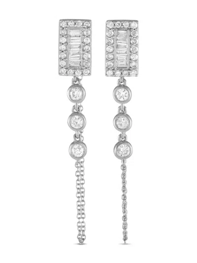 Pre-owned Lb Exclusive 14kt White Gold Diamond Drop Earrings In Silver