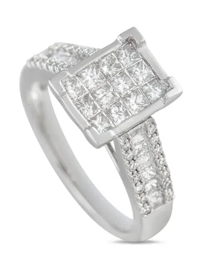 Pre-owned Lb Exclusive 14kt White Gold Diamond Ring In Silver