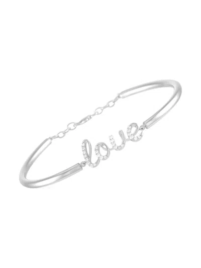 Pre-owned Lb Exclusive 14kt White Gold Love Diamond Bracelet In Silver