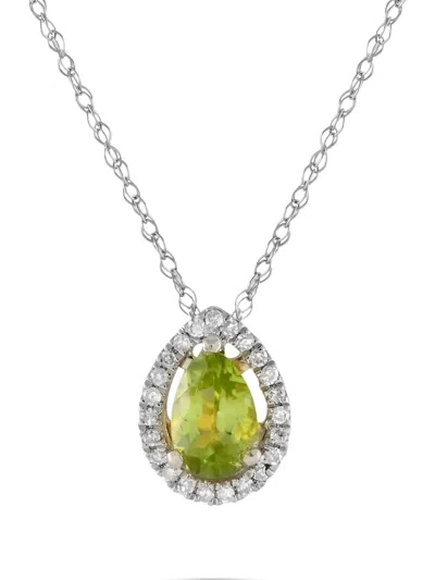 Pre-owned Lb Exclusive 14kt White Gold Peridot Necklace In Green