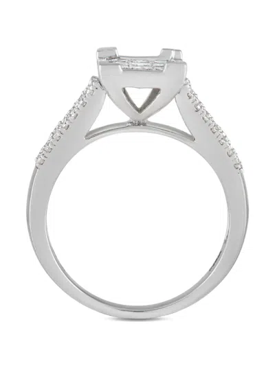 Pre-owned Lb Exclusive 14kt White Gold Square Diamond Ring