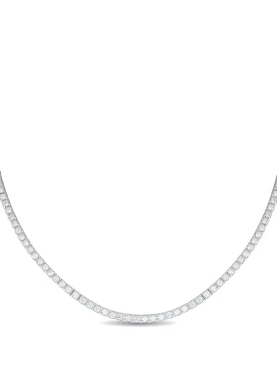 Pre-owned Lb Exclusive 14kt White Gold Tennis Diamond Necklace In Silver