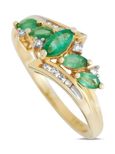 Pre-owned Lb Exclusive 14kt Yellow Gold Diamond And Emerald Ring