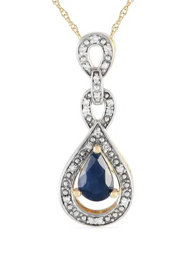 Pre-owned Lb Exclusive 14kt Yellow Gold Diamond And Sapphire Pendant Necklace