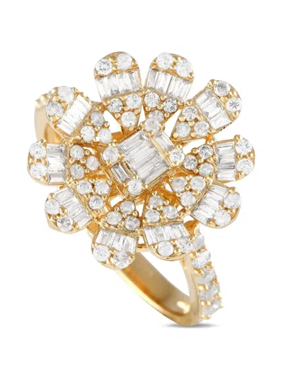 Pre-owned Lb Exclusive 14kt Yellow Gold Diamond Flower Ring