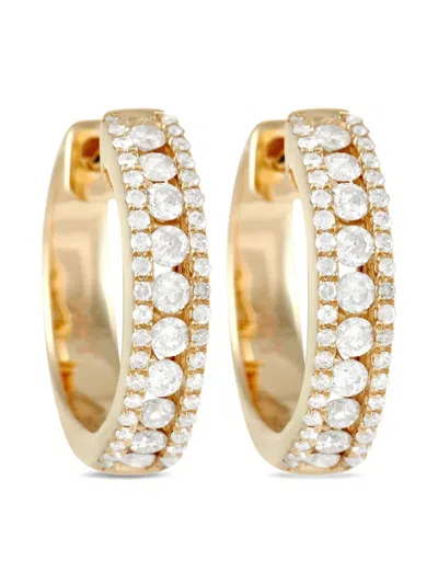 Pre-owned Lb Exclusive 14kt Yellow Gold Diamond Hoop Earrings