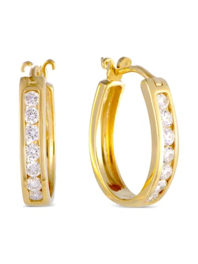 Pre-owned Lb Exclusive 14kt Yellow Gold Diamond Hoop Earrings