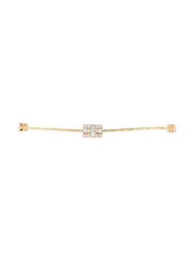 Pre-owned Lb Exclusive 14kt Yellow Gold Diamond Station Bracelet
