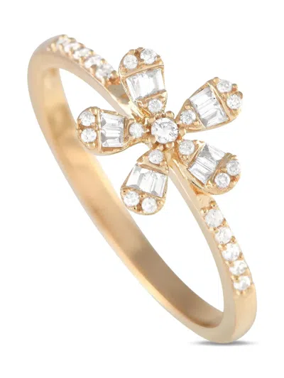 Pre-owned Lb Exclusive 14kt Yellow Gold Flower Diamond Ring