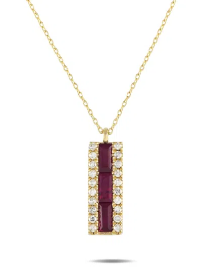 Pre-owned Lb Exclusive 14kt Yellow Gold Ruby Necklace