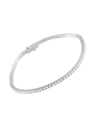 Pre-owned Lb Exclusive 18k Gold Diamond Tennis Bracelet In Silver