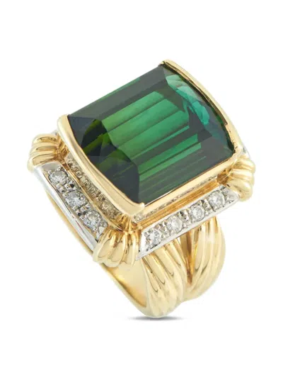 Pre-owned Lb Exclusive 18k Gold Diamond Tourmaline Ring