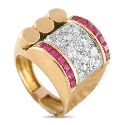 Lb Exclusive 18k Rose Gold 0.75ct Diamond And Ruby Retro Ring Mf15-103125
