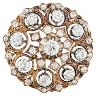 Pre-owned Lb Exclusive 18k Rose Gold 3.65ct Diamond Brooch Mf39-030226 In Red