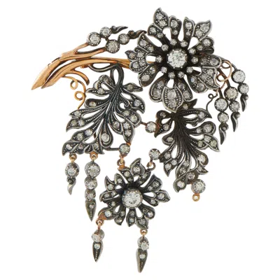 Pre-owned Lb Exclusive 18k Rose Gold And Silver 2.50ct Diamond Brooch Mf01-030326 In Red