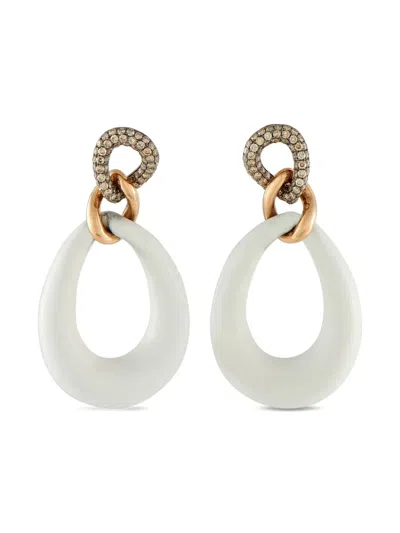 Pre-owned Lb Exclusive 18k Rose Gold Diamond Quartz Earrings In Pink