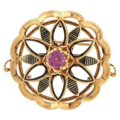Pre-owned Lb Exclusive 18k Rose Gold Grape Garnet French Wreath Brooch Mf28-030326 In Red
