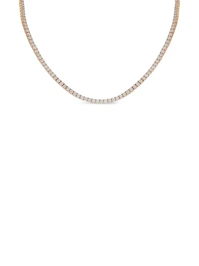 Pre-owned Lb Exclusive 18k Rose Gold Tennis Diamond Necklace In Pink