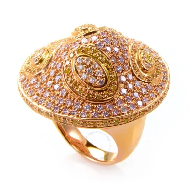 Lb Exclusive 18k Rose Gold White And Yellow Diamond Ring Crr8978 In Multi-color