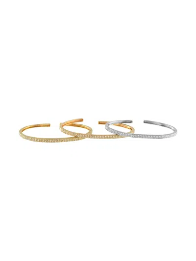 Pre-owned Lb Exclusive 18k Tri-gold Trinity Bracelet In Silver