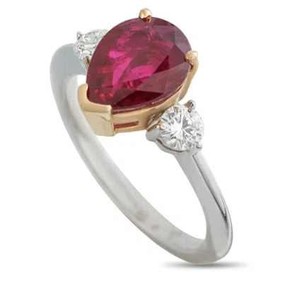 Lb Exclusive 18k White And Rose Gold 0.30ct Diamond And Ruby Ring Mf25-050726
