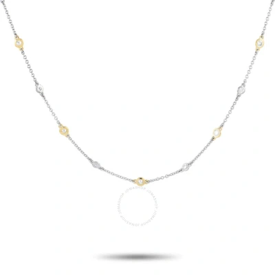 Lb Exclusive 18k White And Yellow Gold 1.32ct Diamond Station Necklace Mf27 110223 In Multi-color