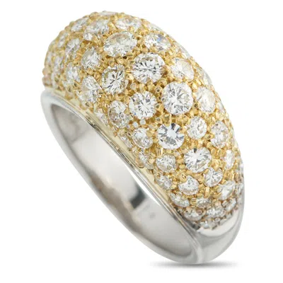 Lb Exclusive 18k White And Yellow Gold 1.40ct Diamond Dome Ring Mf09-011926 In Metallic
