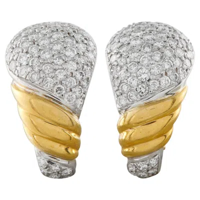 Pre-owned Lb Exclusive 18k White And Yellow Gold 2.77ct Diamond Clip-on Earrings Mf09-030326
