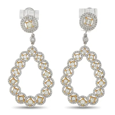 Lb Exclusive 18k White And Yellow Gold 3.34 Ct Diamond Drop Earrings Mf30-011626