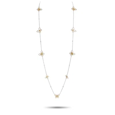 Lb Exclusive 18k White And Yellow Gold 5.0ct Diamond Long Butterfly Necklace