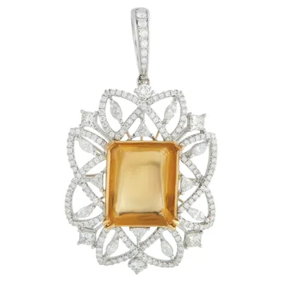 Pre-owned Lb Exclusive 18k White And Yellow Gold 6.40ct Diamond Mounting Pendant Mf11-031726