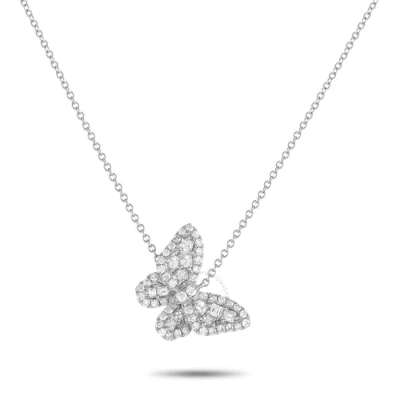 Lb Exclusive 18k White Gold 0.56ct Diamond Butterfly Necklace Ank 18323 In Multi-color