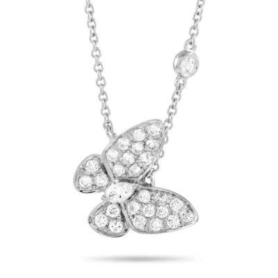 Lb Exclusive 18k White Gold 0.75ct Diamond Butterfly Necklace In Multi-color